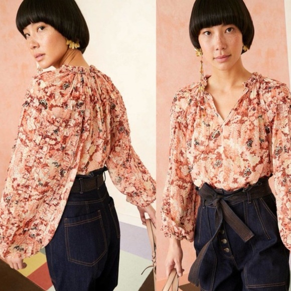 Ulla Johnson Tops - ❤️Ulla Johnson Adele New Floral Blouse with Ruffle Details